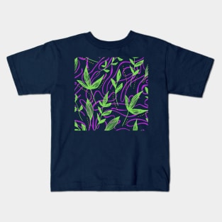 Modern Leaves Pattern Floating Foliage Kids T-Shirt